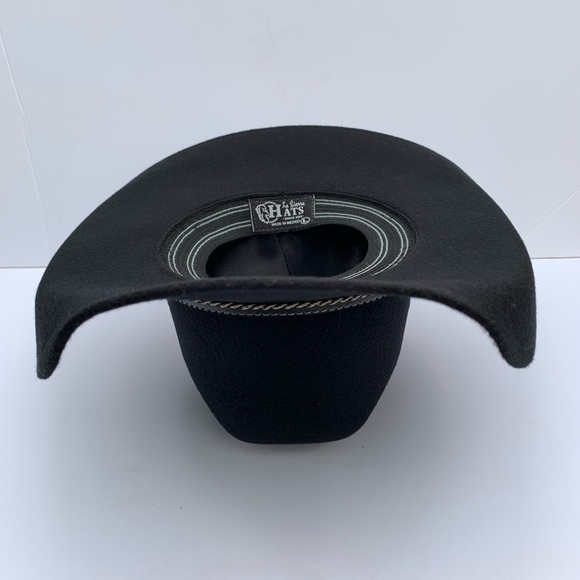 Men's Black Faux Felt Cowboy Hat Tejana Sombrero - Picture 3 of 5